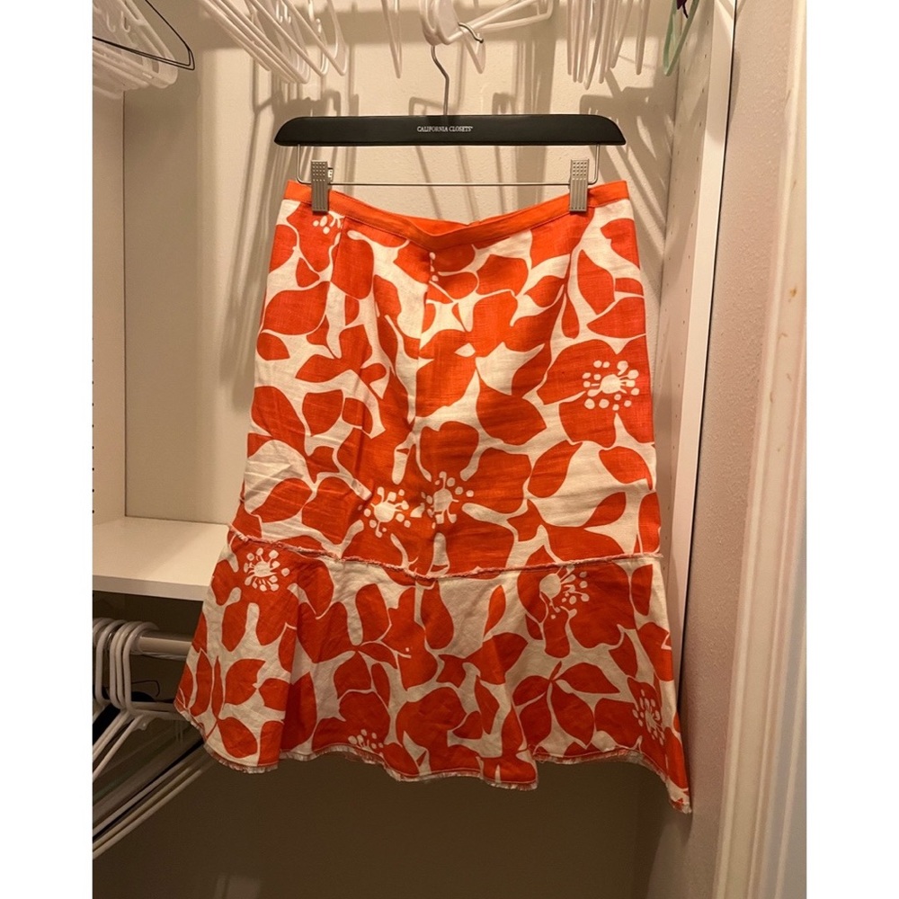 J.Crew Orange Hawaiian Flower Skirt